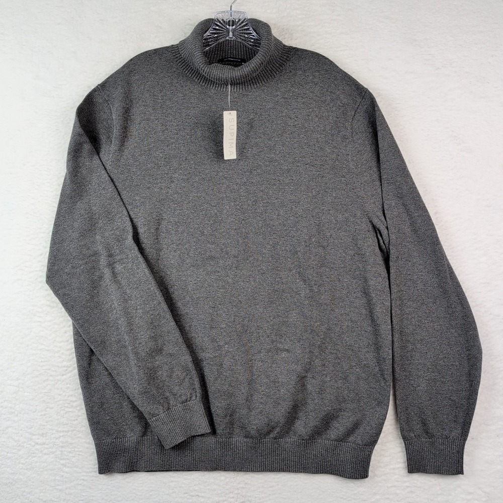 NWT Lands' End Men's Supima Cotton Turtleneck Gray Size XL Tall 46-48